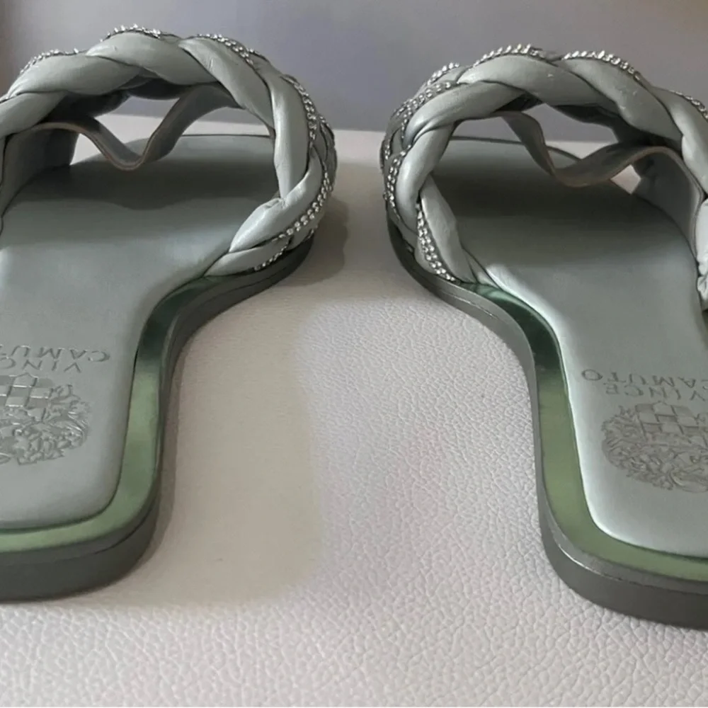 Vince Camuto Belmiya Metallic Beaded Braided Sandal In Mint Green Pistachio NWT - Picture 11 of 11